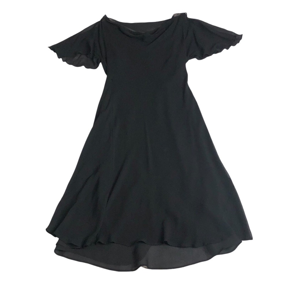 Vintage Y2K Express Silk Dress Womens 11/12 Black Midi Romantic Fairy Whimsigoth